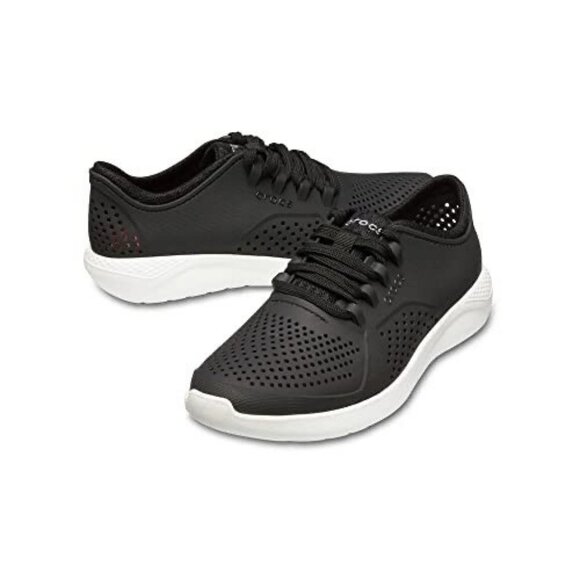 CROCS Pacer LiteRide Black Lace Up Tennis Shoe Women Size 9 - Picture 1 of 10